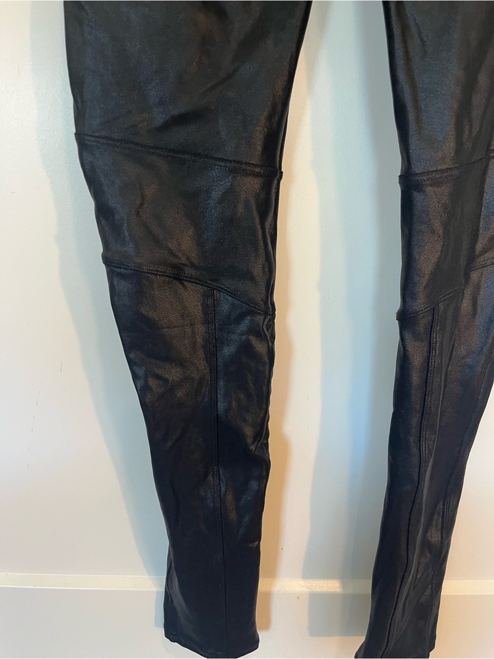 SPANX Women's Faux Leather Moto Goth Grunge Leggings In Black Size Medium - Picture 9 of 12